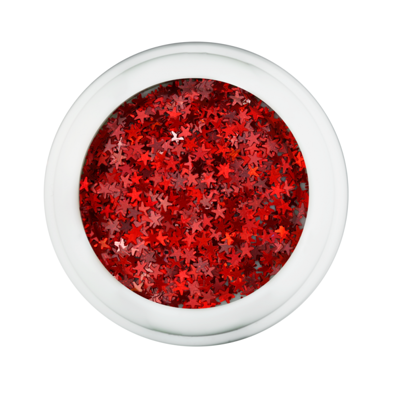 Cre8tion Nail Art Designed Confetti Glitter, 025, Star 2.5mm, Red, 0.5oz, 1101-0466